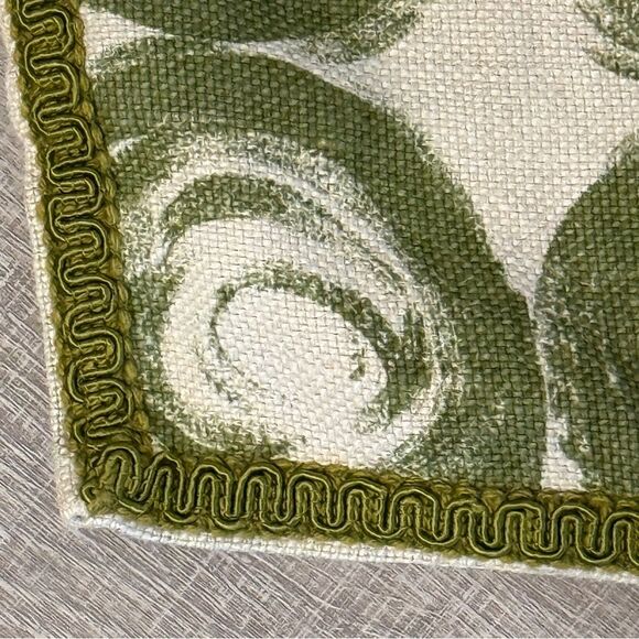 Vintage Handmade Canvas Green Mod Print Table Runner 23x41 - Picture 5 of 9